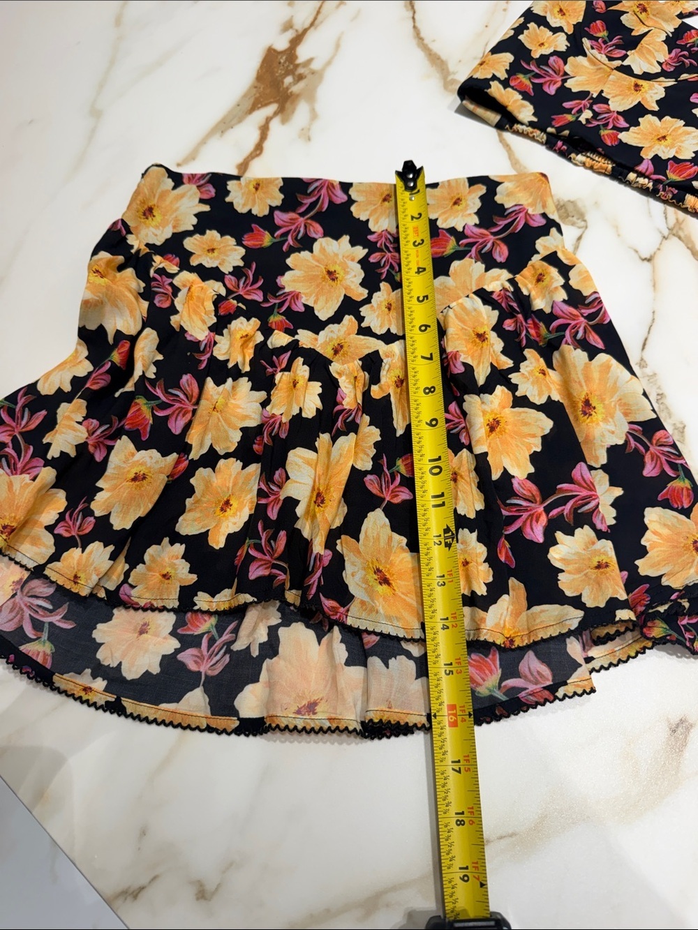Agua Bendita Floral Black Crop Top & Skirt Set with Yellow Flowers - Picture 9 of 9